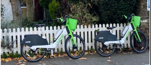 Lime Bikes on Pavement