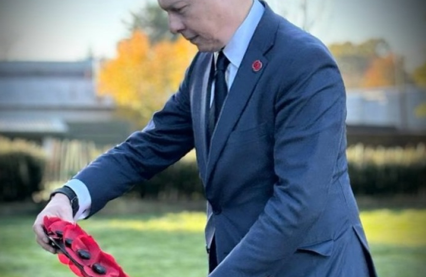 Jonathan Hulley laying a wreath on Remembrance Sunday