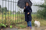 Jenny Hull and dog Poppy outside Udney Park
