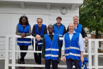 Jonathan leading members of his team during the litter pick on Twickenham Green