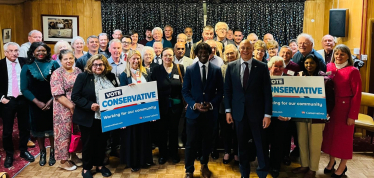 Jonathan Hulley is joined by members and GLA candidate Ron Mushiso as he is confirmed as Conservative candidate for Twickenham at the next General Election